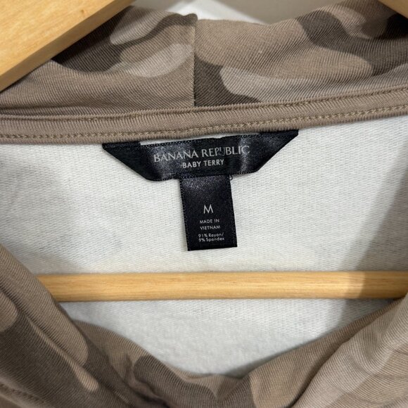Banana Republic Baby Terry Camo Hoodie Sweatshirt Size Medium Neutral Camouflage - Picture 5 of 9